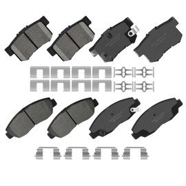 YxpBrake Front Rear Ceramic Brake Pads with Hardware Fit for Honda Accord 1998 1999 2000 2001 2002 2003, Honda Civic 2002 2003 2006 2007 2008 2009 2010 2011, A-cura EL 2001 2002 2003 2004 2005