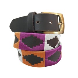 Carlos Diaz Mens Womens Premium Unisex Brown Leather Embroidered Designer Polo Belt (120 cm/ 46-48 Inches)