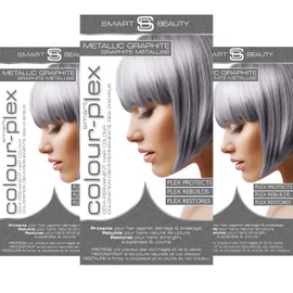 Metallic Graphite Grey Hair Dye Demi-Permanent, Grey Toner for Bleached Hair, Plex Hair Care, Vegan Hair Dye & Cruelty-Free, 100% Grey Coverage, Silver Grey Hair Colour by Smart Beauty (pack of 3)
