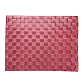 Restaurantware Macroweave 16 x 12 Inch Woven Placemats Set Of 6 Rectangle Table Placemats - Durable Easy To Clean Red Plastic Placemats For Dining Table For Homes or Restaurants