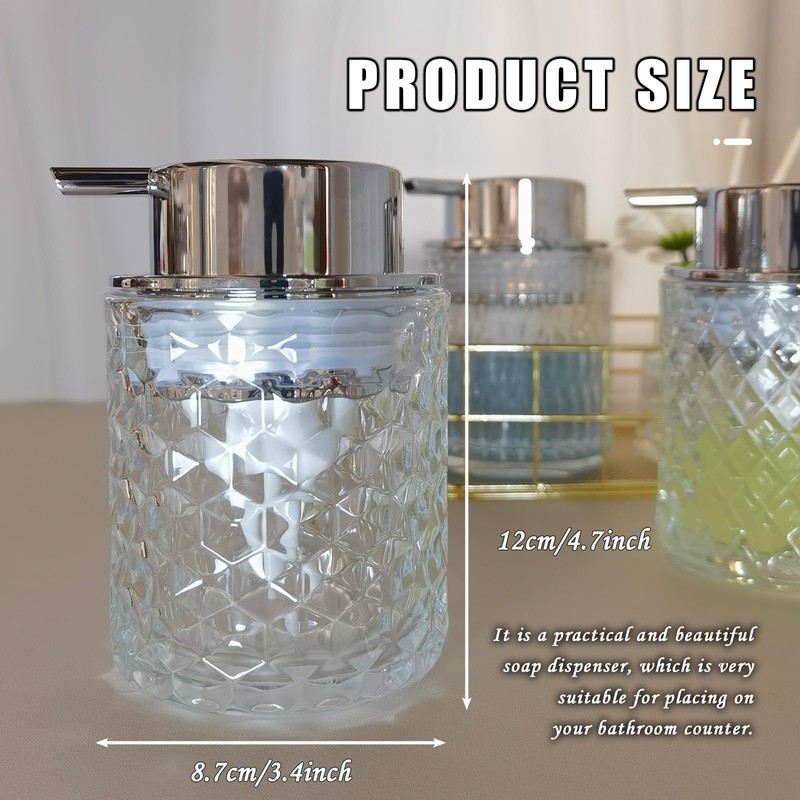 Glass Hand Foaming Soap Dispensers with Silver Pump Refillable Hand