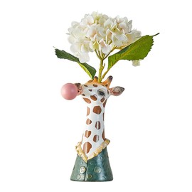Resin Animal Head Vase, Blowing Bubbles Creative Vase, Home Living Room Table Decoration (No Plants) - Giraffe
