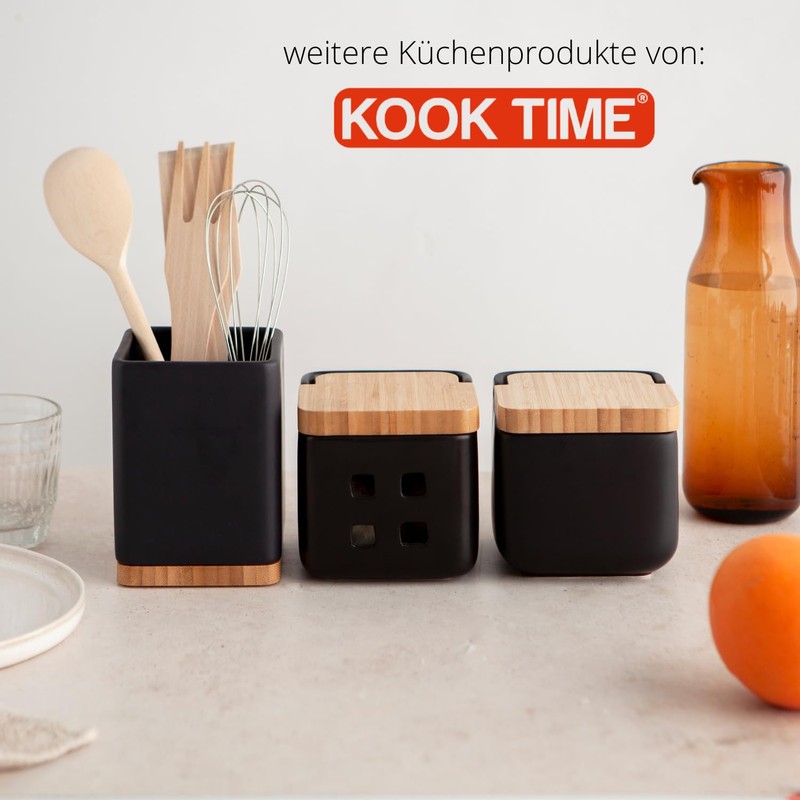 KOOK TIME Ceramic Sugar Bowl with Bamboo Spoon and Lid