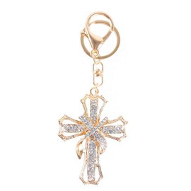 Holy Cross with Rhinestone Sparkling Charm Blingbling Keychain Crystal Pendant (Cross)