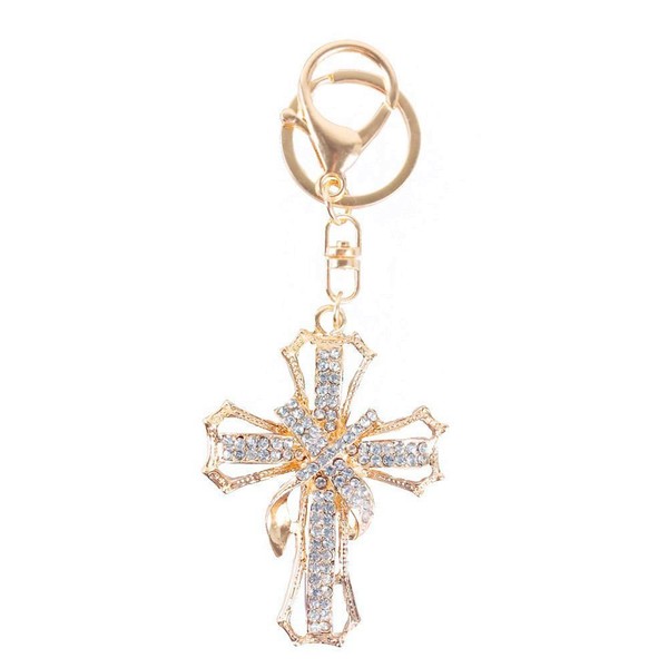 Holy Cross with Rhinestone Sparkling Charm Blingbling Keychain Crystal Pendant