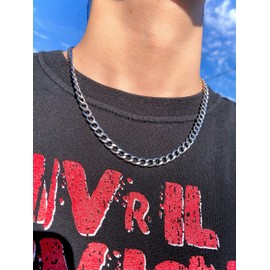 HSWYFCJY Men Chains Necklace Cuban Chain Mens Silver Curb Chain Necklaces Sturdy Cuban Link Chain Necklace Stainless Steel Boys 6/9mm Width, 18/20/22/24 Inches (20Inch (51CM), Width:9MM)