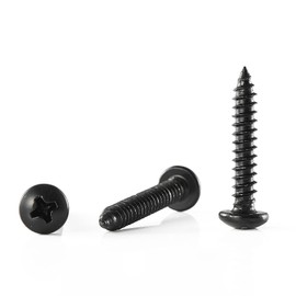 GOHODOMINO #8 x 1-1/4" Wood Screw 100Pcs Truss Head Phillips Stainless Steel 304 (18-8) Fast Self Tapping Screws Black Oxide