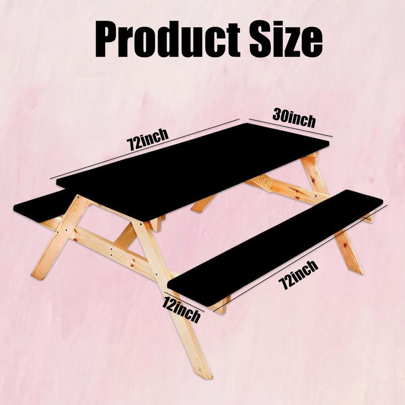 Picnic Table Cover with Bench Covers, Elastic Fitted Spandex Tablecloths