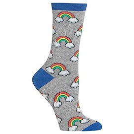Hot Sox Womens Rainbow Socks, Sweatshirt Grey Heather, 1 Pair, Womens Shoe 4-10