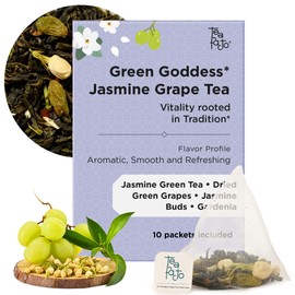 Tea Facto Green Goddess* Jasmine Green Tea with Dried Grapes and Gardenia - Clean Caffeine, Natural Fiber, Zero Added Sugar - 10 Count