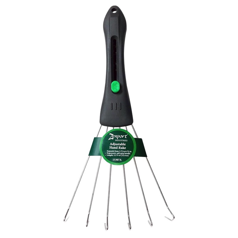 Zenport Adjustable Hand Rake 15307A, Green