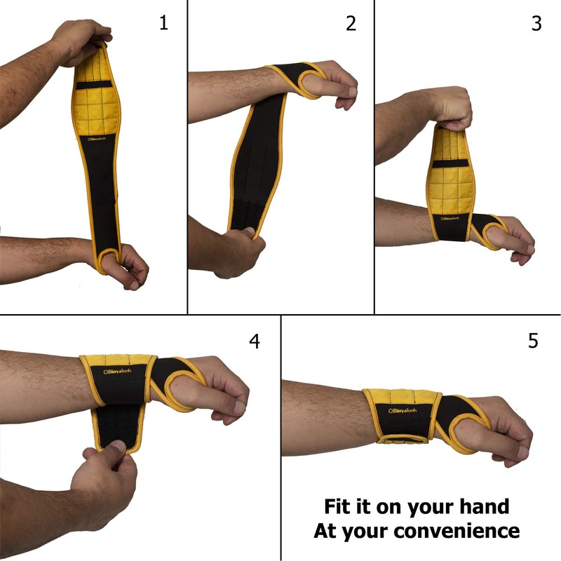 BINYATOOLS Magnetic Wristband for Tools Magnet Screw Holder Wrist Support