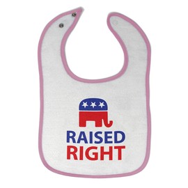 Toddler & Baby Bibs Burp Cloths Flags Raised Right with an American Republican Flag Cotton Baby Items for Baby Girl & Boy White Soft Pink Design Only