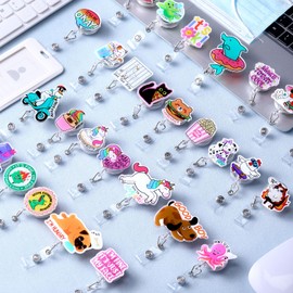 Cunno 36 Pcs Nurse Gifts Bulk Acrylic Funny Badge Reel Retractable Name ID Clip Badge Holder Employee Appreciation Gifts for Nurse Doctor Student Medical Assistant Coworker