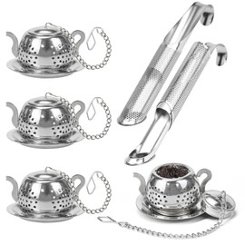 REFORUNG Pack of 6 Tea Strainer for Loose Tea Strainer Tea Infuser Made of 304 Stainless Steel Tea Filter Cup 4 Tea Infusers for Loose Tea with Chains and Tea Pad 2 Fine Mesh Tea Strainer Tea Strainer
