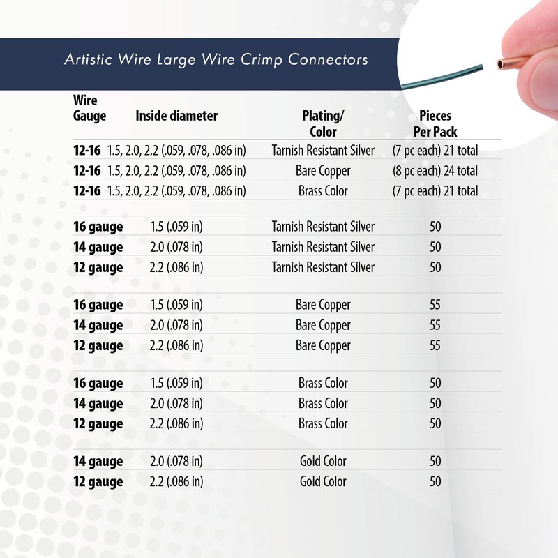 Artistic Wire A346BRC-056 Large Wire Crimp Connectors