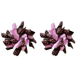 Funny Girl Designs Korker Hair Bow Set for Girls (2) 2.5 Inch Hair Bows (Pink and Brown)