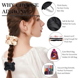 ADRIONE Coleteros Para El Cabello Para Mujeres Y Niñas, Paquete De 60, Coleteros De Seda Satinada Para El Cabello, Coleteros Para Dormir, Coleteros Pa