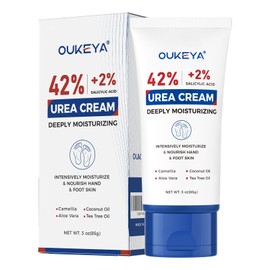 OUKEYA Urea Cream 42 Percent with 2% Salicylic Acid Tube 3 Oz, Urea Foot & Hand Cream for Dry Cracked, 40 per Urea Lotion for Feet Maximum Strength