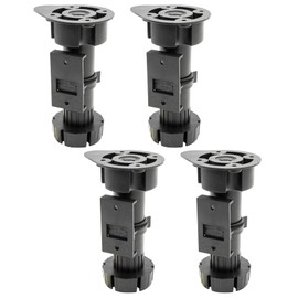 WAGNER 12041600 Kitchen Foot / Furniture Foot / Adjustable Foot Set of 4 Plastic Diameter 57 x 115-185 mm with Screw-On Plate Black