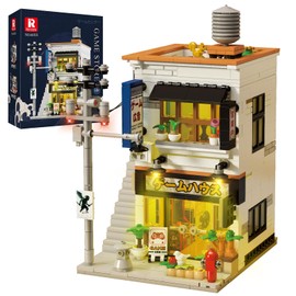 Reobrix Japanese Game Store House Building Set, 2 in 1 Creative Modern House with Light, Japanese Street View City Building Kit 66503, Home Office Decor,Ideal Collectible Gifts for Adults