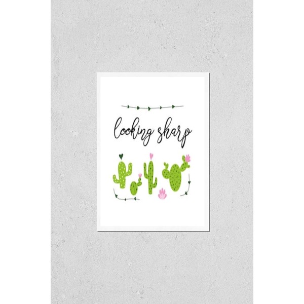 Wall Art Poster Print of Looking Sharp Banner Prickly Cactus