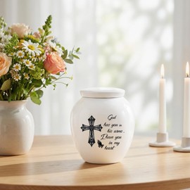 Small Urns for Human Ashes Keepsake Cross Mini Cremation Urn for Ashes Memorials Decorative Caskets for Female Male