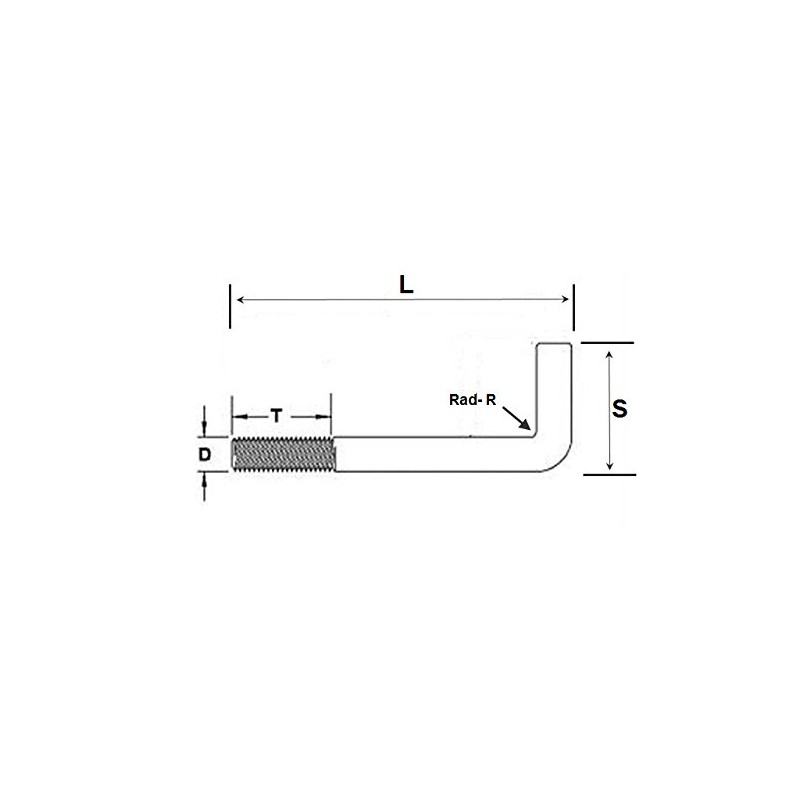 Foundation Bolt (Anchor or L-Bolt) M6 x 35 mm Zinc