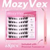 MozyVex 48PCS Enduring Self- Adhesive Eyelashes Cluster DIY Pre-Glued Cluster
