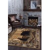 Fern Bear Novelty Lodge Pattern Beige Rectangle Area Rug, 8'