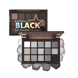 LiangNiShi 15 Colors Dark Knight Eyeshadow Palette, Perfect for Smoke Makeup, Dark Gray & Black Type, Hard and Attractive Eyes, Difficult to Fall Out, Long Lasting, High Color, Punks & Glitter