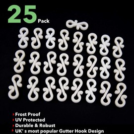 S4U Gutter Hooks, Gutter Hook Multi Pack for Securing String Lights to Guttering Indoor and Outdoor Usage (25 - White)