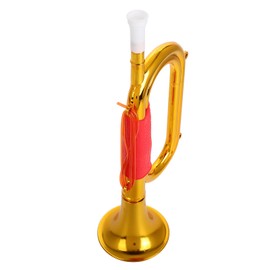 Veemoon Golden Plastic Bugle Horn, 1PCS Mini Trumpet Prop Musical Instrument Hand Held Trumpet Bugle Horn Cheering Props Party Favor for Christmas Party