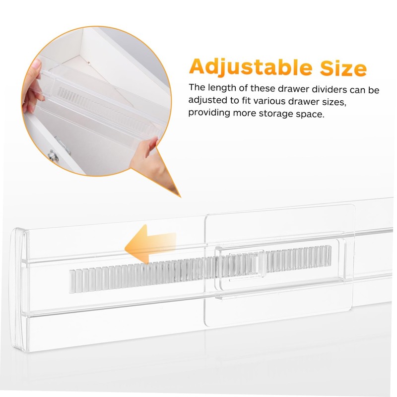 SHINEOFI 6 Pcs Expandable Clear Drawer Dividers Adjustable Organizers for