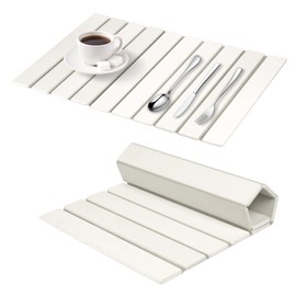 Large Stone Dish Drying Mat, 24" x 16" Foldable Drying Pad for Kitchen Countertops, Absorbent Diatomaceous Earth Bath Mat Quick Dry, Stone Mat for Dishes, Bottles, Cups, and Bathroom Use, White