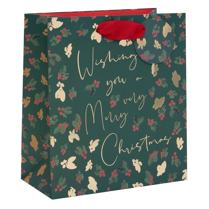 Glick Xmas Gift Bag Berries Holly Medium – Traditional Luxury