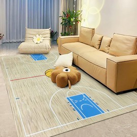 ViiGMSy 5x6 feet Basketball Carpet, Suitable for Living Room, Bedroom, Game Room and Office Decoration Floor mat, Wood Grain Floor mat Basketball Court Carpet.