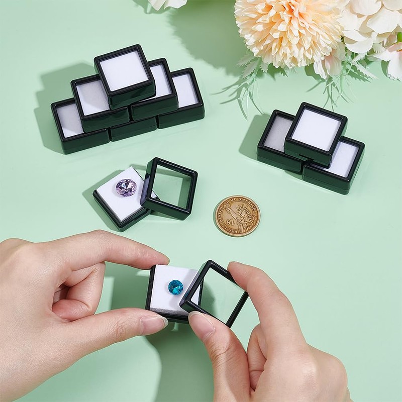 BENECREAT Pack of 70 Black Gemstone Display Box, 29.5 mm