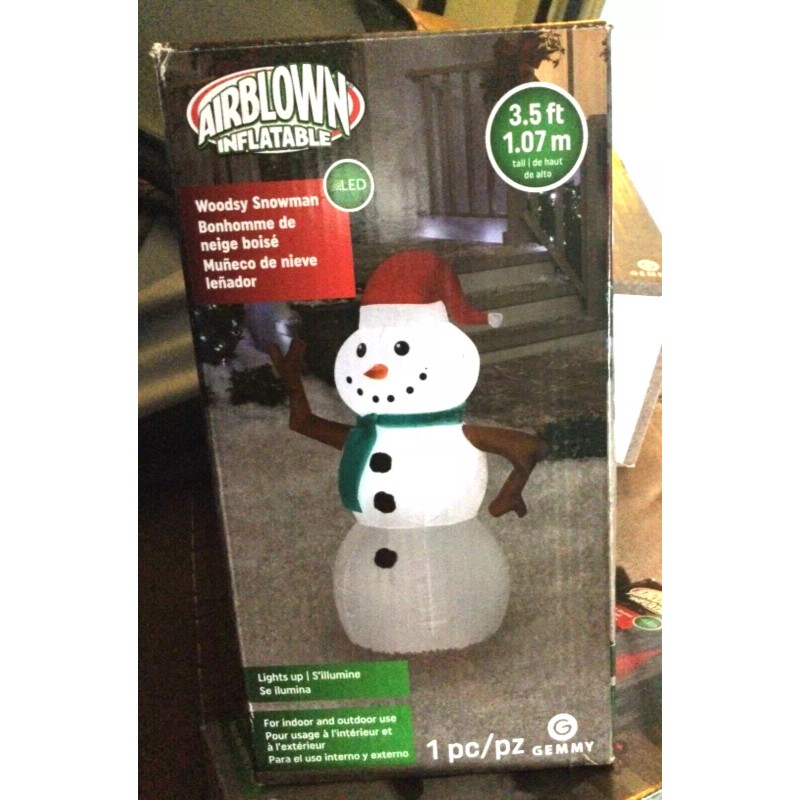 Gemmy Airblown Woodsy SNOWMAN holiday Inflatable 3.5 ft Christmas New