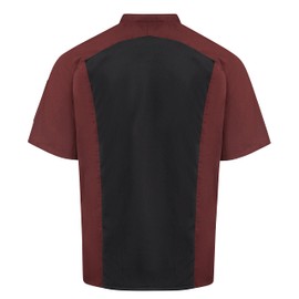 Red Kap Men's Airflow Raglan Chef Coat with Oilblok, Merlot Heather with Black Mesh, Small