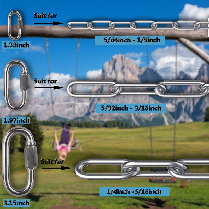 Quick Link, 304 Stainless Steel D Shape Locking Carabiner Keychain