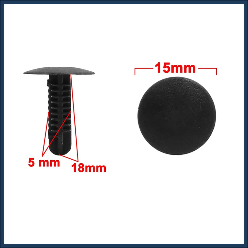 VekAuto 30pcs 5mm Hole Black Car Fender Bumper Plastic Rivets