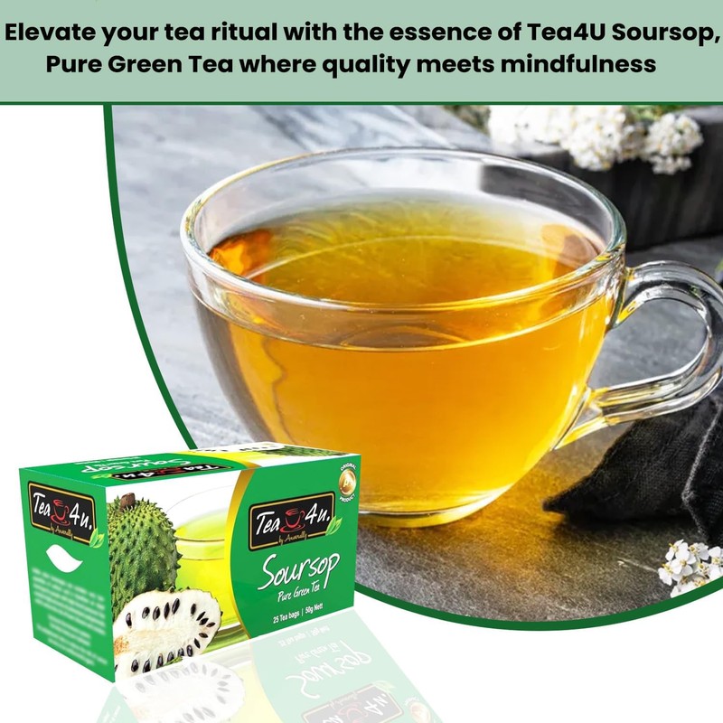 Tea4U Soursop Green Tea - Smooth Blend of Soursop Flavor
