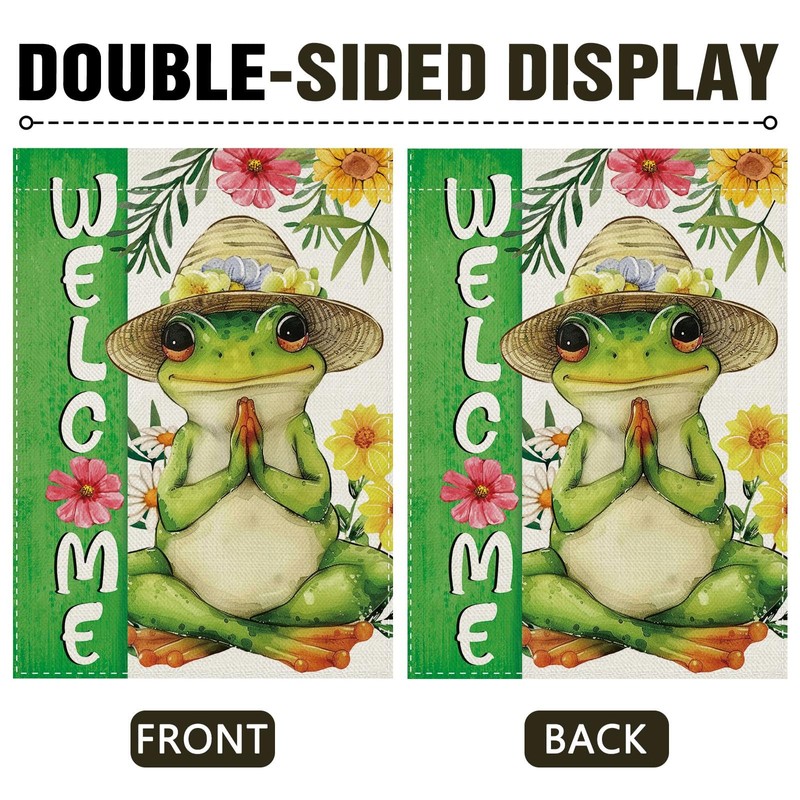 Dyrenson Meditation Yoga Frog Welcome Decorative Garden Flag