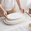 Oval Serving Platter, 14"/12"/10" Ceramic Serving Platters, Embossed White Serving