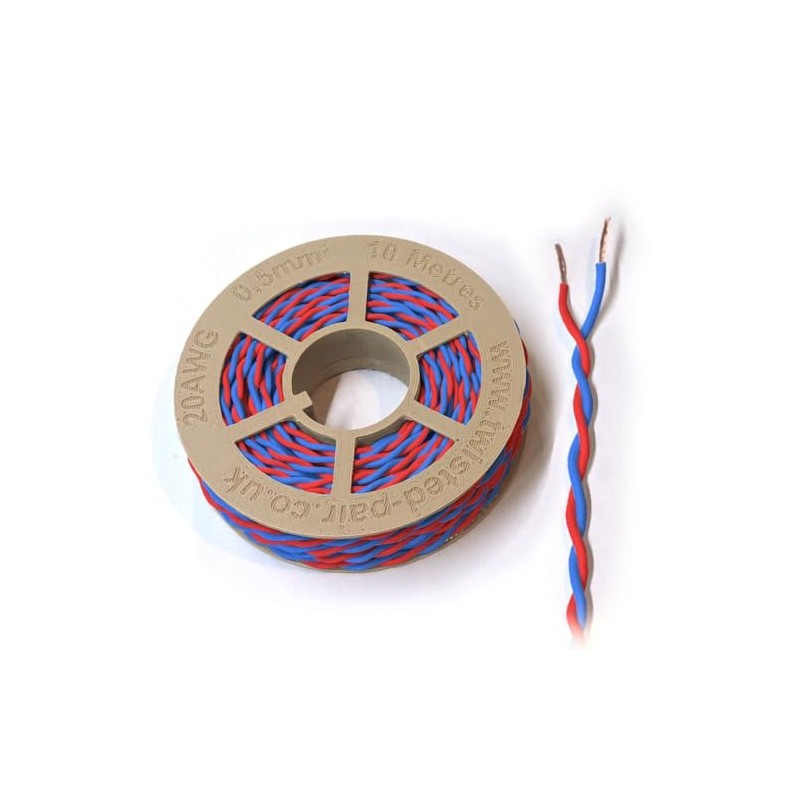 Red & Blue Twisted Pair Wire 20 AWG / 0.5mm²