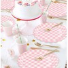 HEIPINIUYE 50 Pieces Light Pink Gingham Paper Plates 7 Inch