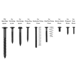 Alnicov Guitar Screw Kit，254 Pieces 9 Types Guitar Screw Assortment Set，with Springs for Electric Guitar Bridge,Pickup,Pickguard,Tuner,Switch,Neck Plate,Guitar Strap Buttons a Tweezers Black
