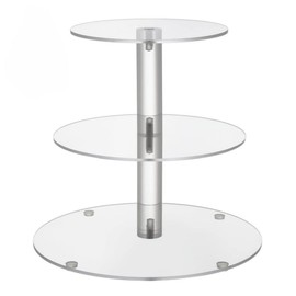 3 Layer Acrylic Round Clear Cupcake Stand for Birthday, Anniversary, Wedding and Party Decoration (Transparent)