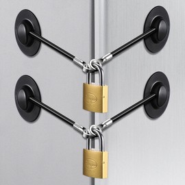 Hotop 4 Pieces Refrigerator Door Lock with Key Padlock Freezer Door Lock Child Safety Cabinet Chest Lock Mini Fridge Lock for Adults and Kids with Adhesive (Black)